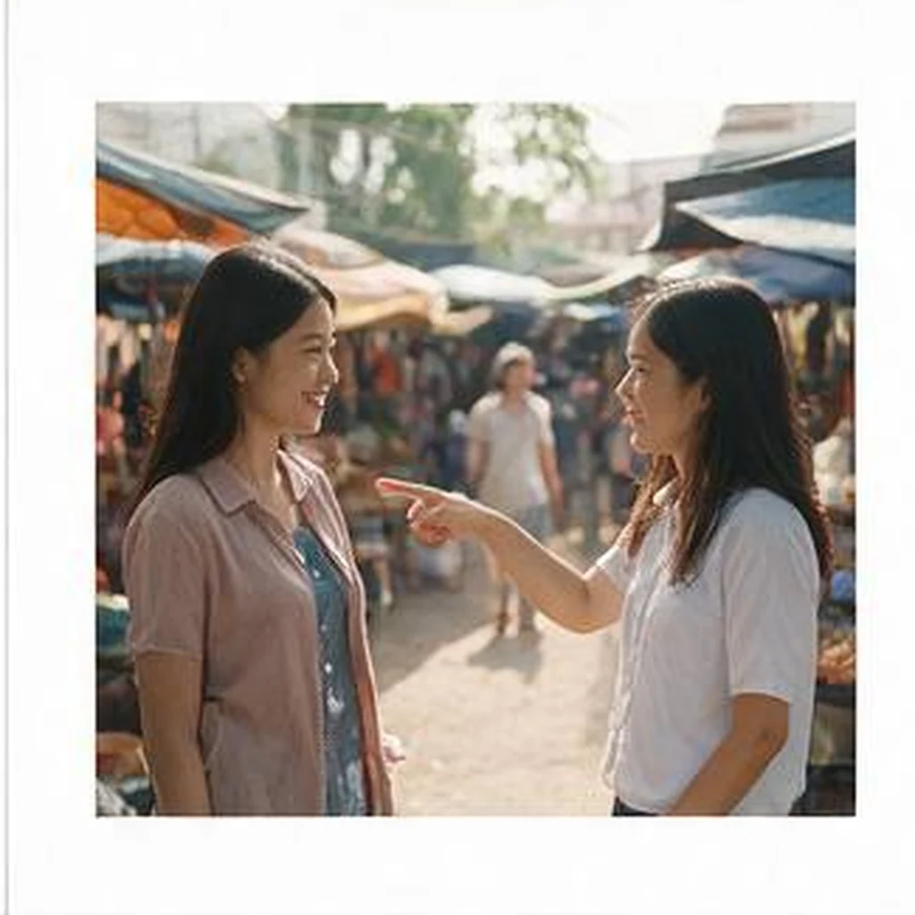 在市场附近，索菲亚问小美：那个人是谁、你家在哪儿。